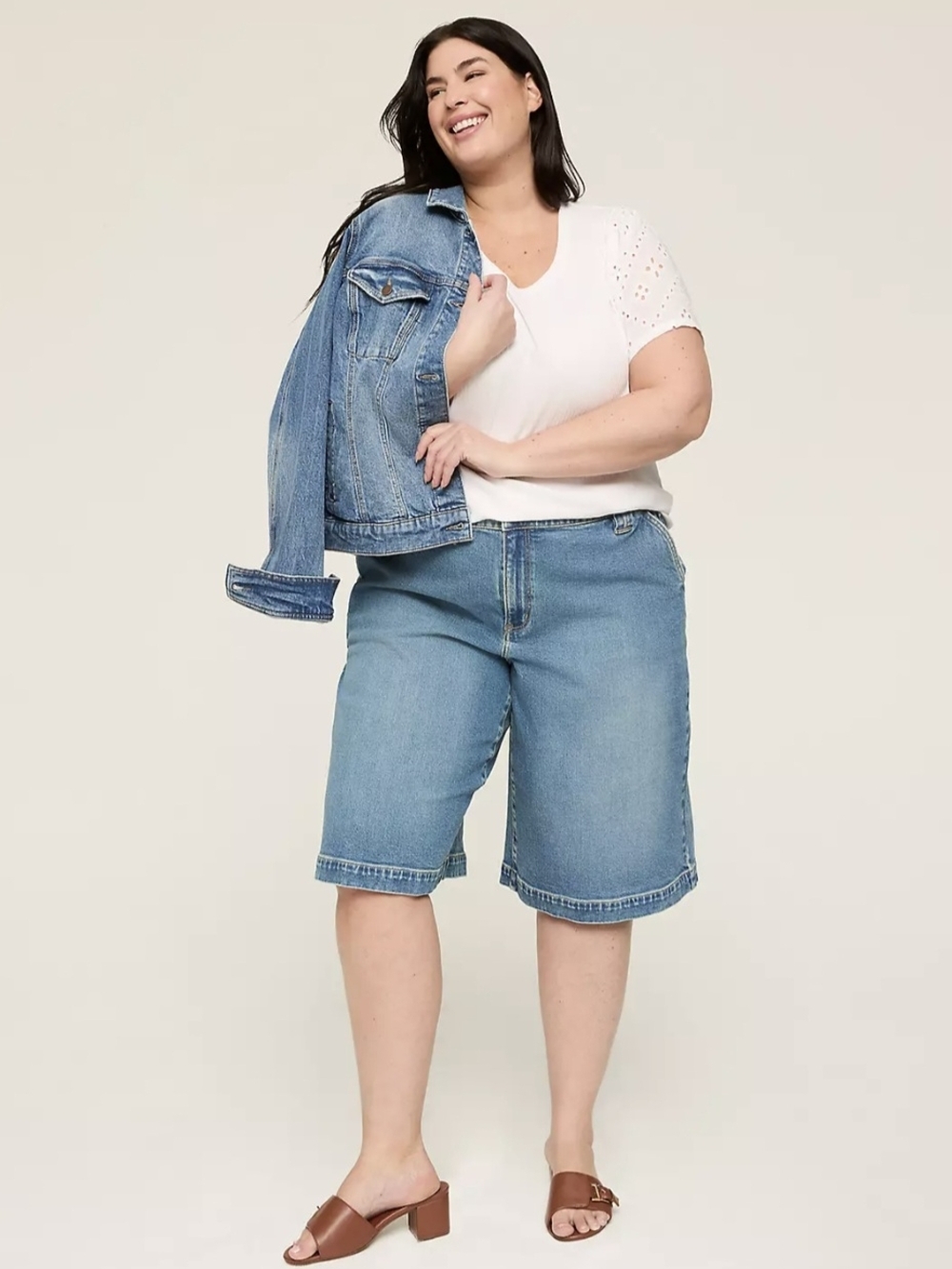 Lane Bryant Plus Size Womens Size 20 Palazzo  Denim Jeans shorts culottes